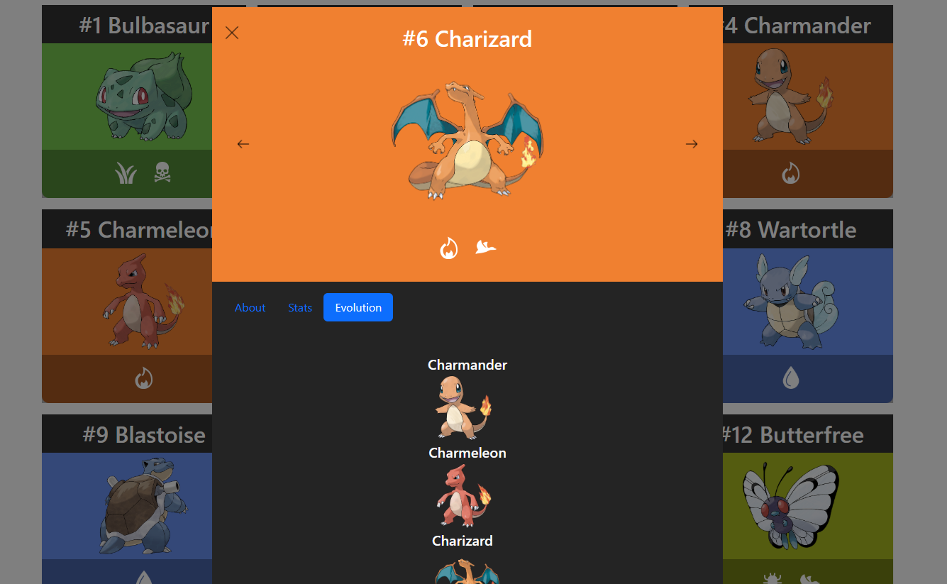 Screenshot of the Pokedex project